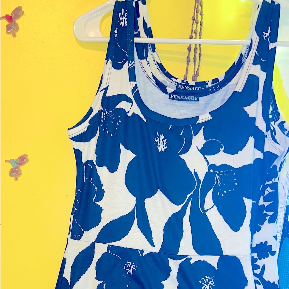 Size LG blue & white sundress